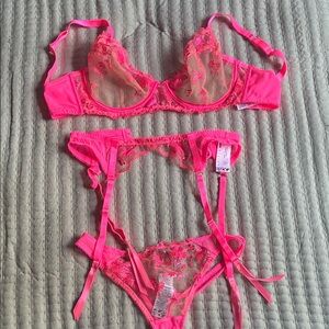 ASOS Vibrant Pink Lace Bra Set